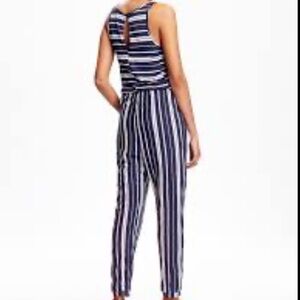 Jersey Knit Cropped Nautical Jumpsuit